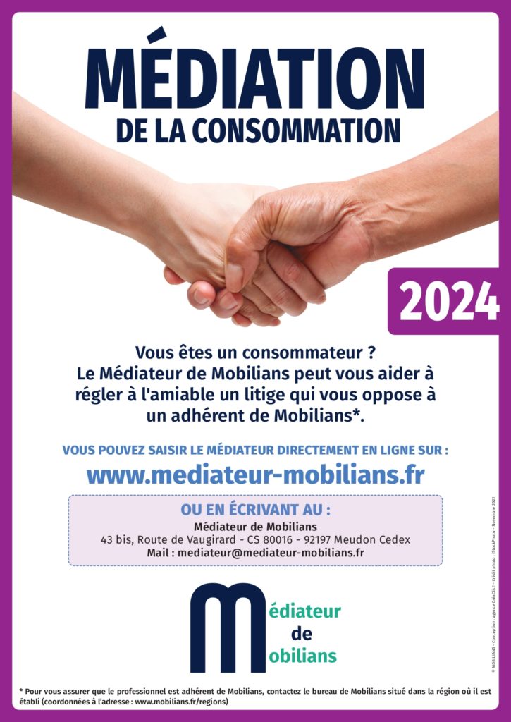 Affiche du médiateur Mobilians, garantissant un service client haut de gamme chez La Laveuse.